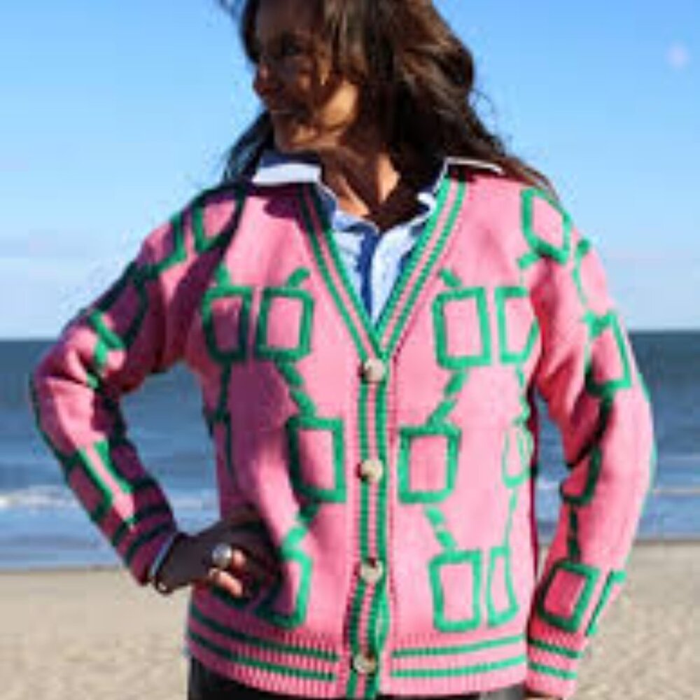 Pink & Green Chunky Cardigan